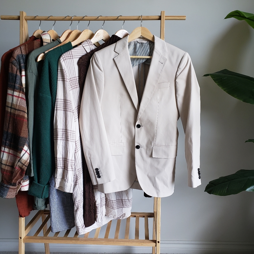 CLUB MONACO Cream/Tan Suit Jacket